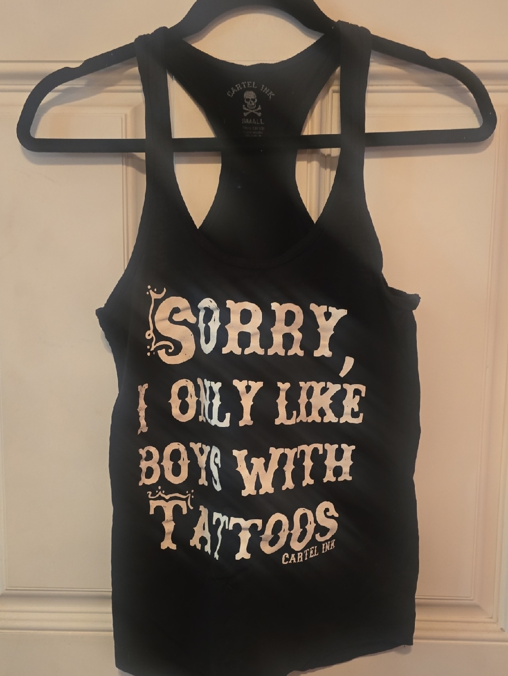 Cartel Ink Black Graphic Racerback Tank - "Sorry, I Only Like Boys With Tattoos"